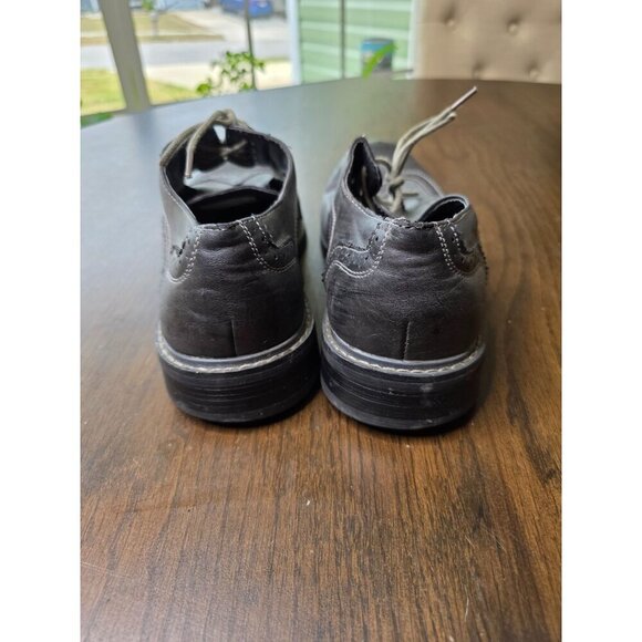 Mens Leather Wingtip Oxford Shoes Size 9.5 Gray Lace-Up Perforated Detailing Dur - Picture 3 of 14